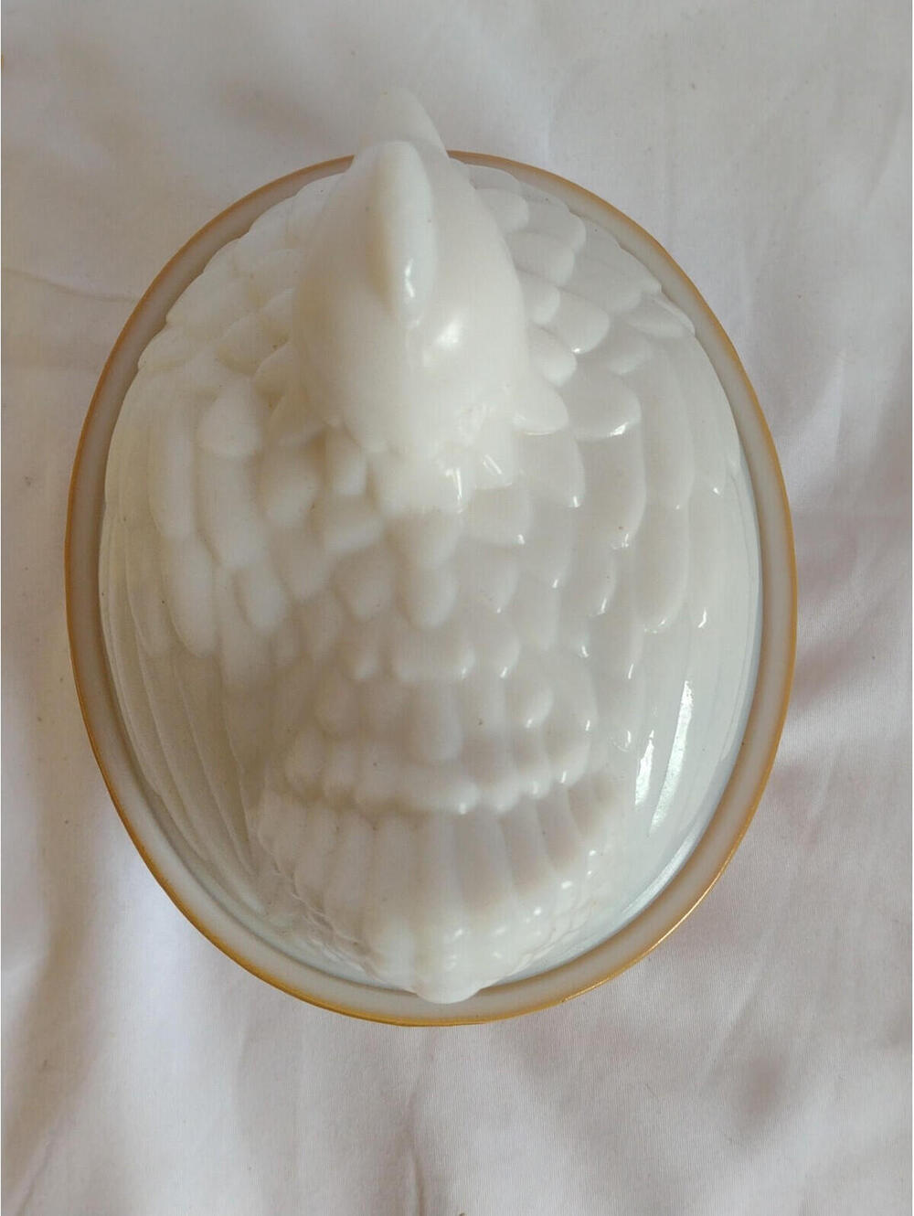 Vintage Hen Milk Glass Soap Dish w eggs Cute Farmhouse Style Decor 1970s - Picture 6 of 16